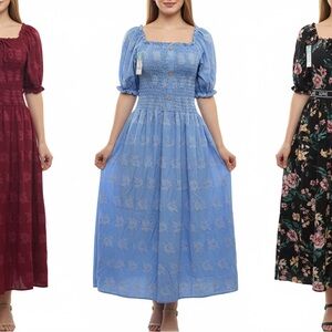 Elegant Blue Floral Dress